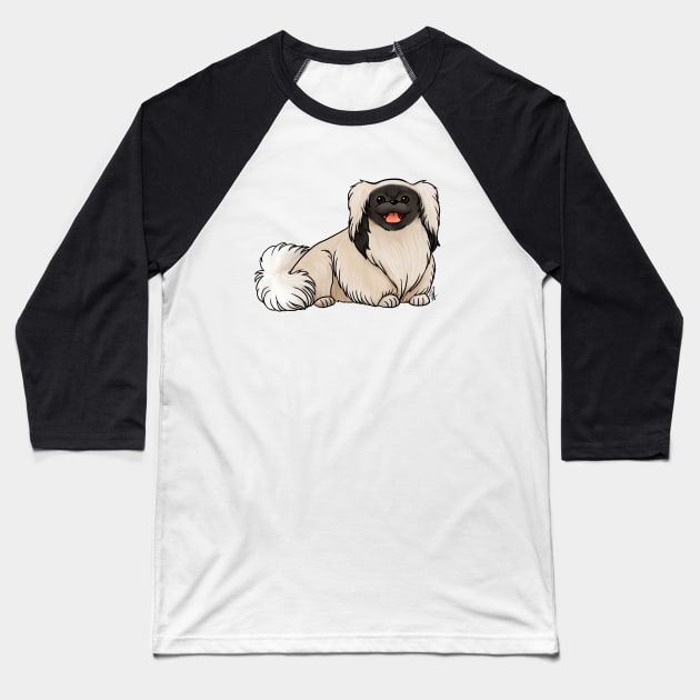 Dog - Pekingese - Black and White Baseball T-Shirt by Jen's Dogs Custom Gifts and Designs